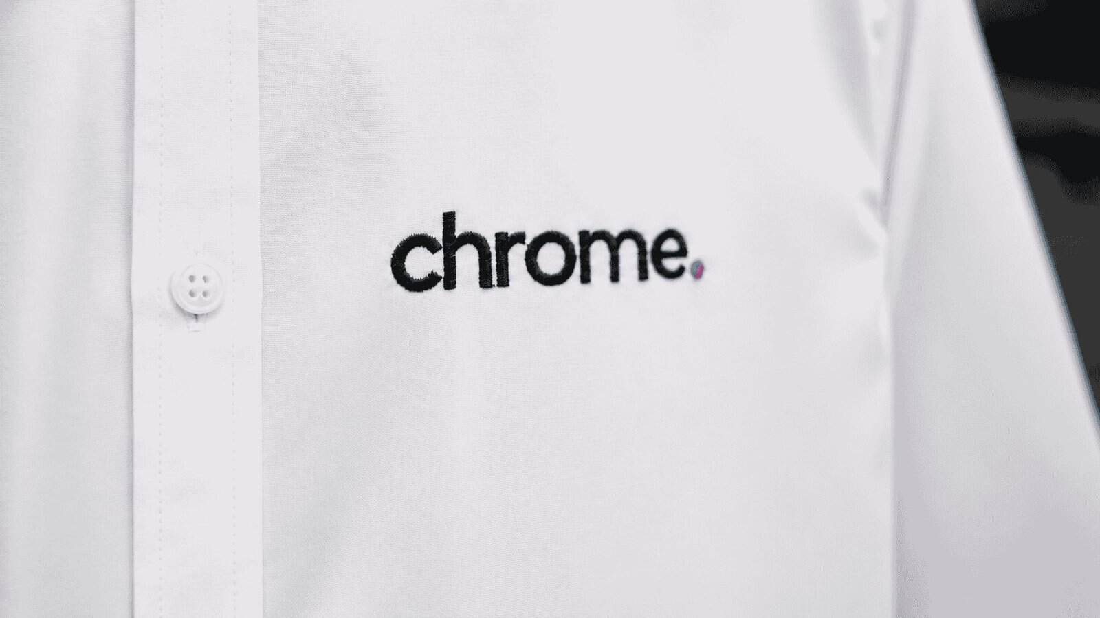 Chrome Telecom branded polo shirt, supporting security awareness training