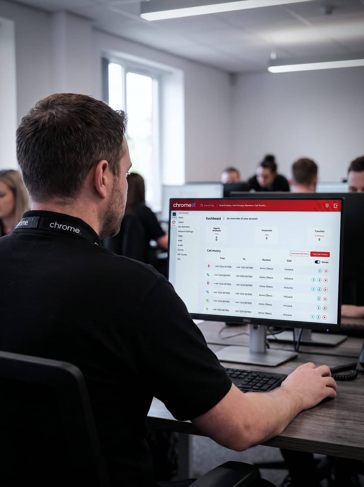 A Chrome Telecom colleague signs in to the online billing and account portal