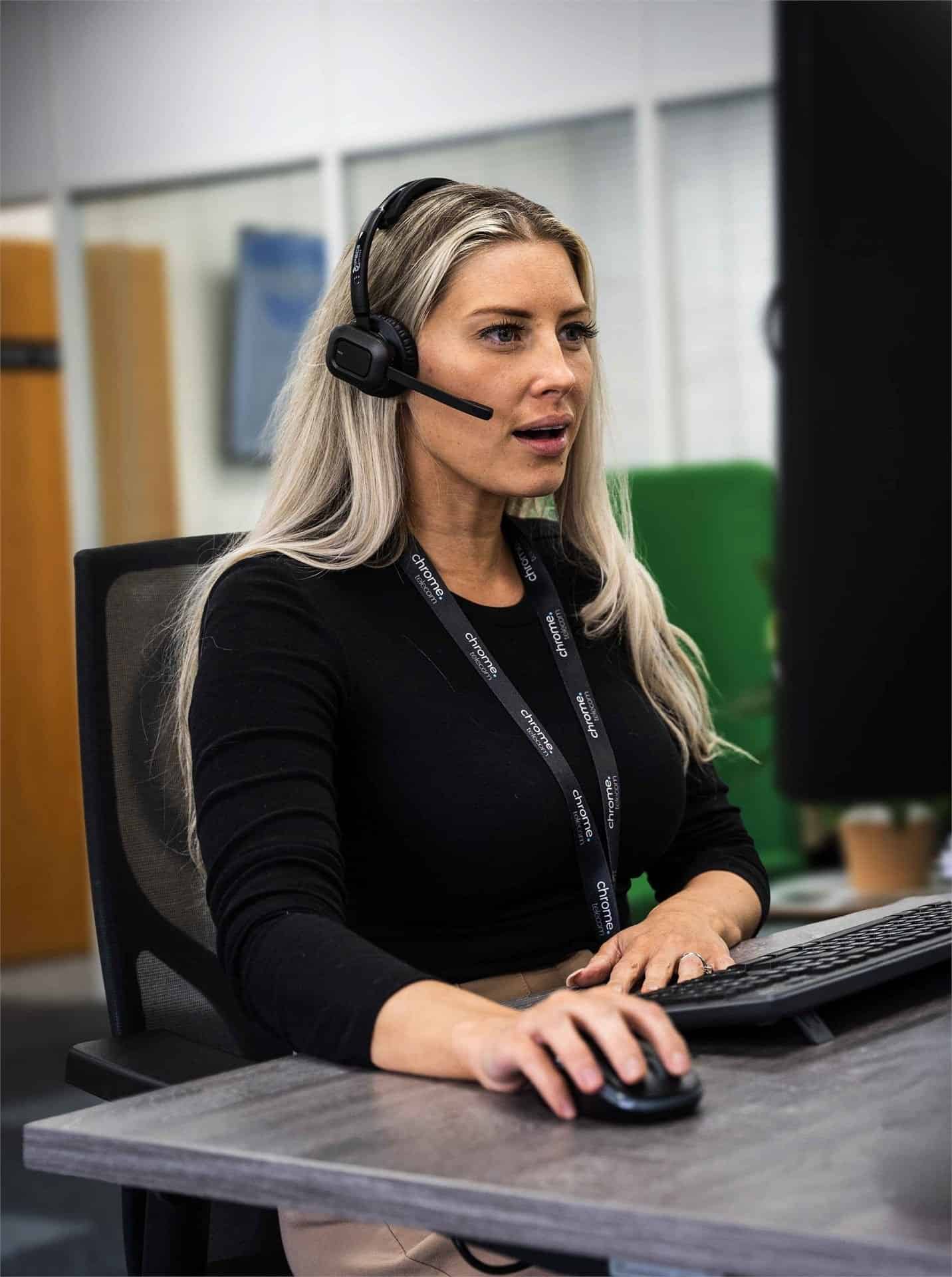 Sarah in the Chrome Telecom office, supporting cloud strategy