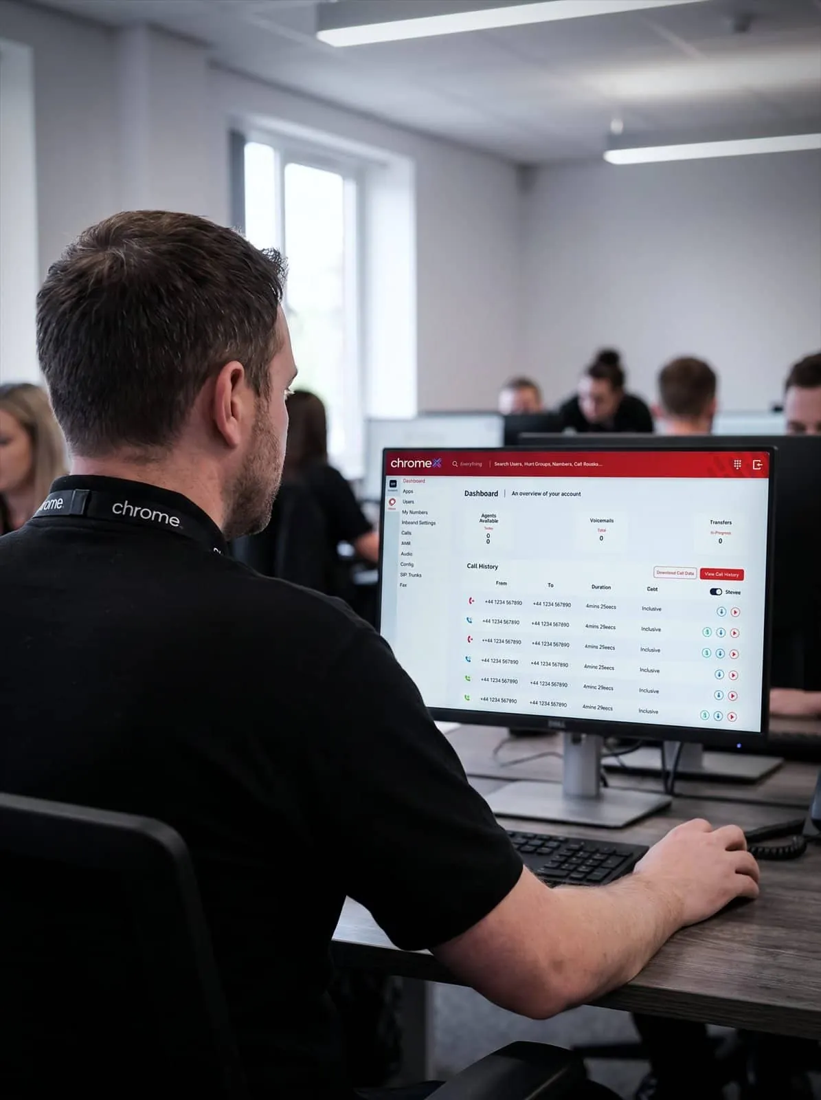 A Chrome Telecom colleague signs in to the online billing and account portal